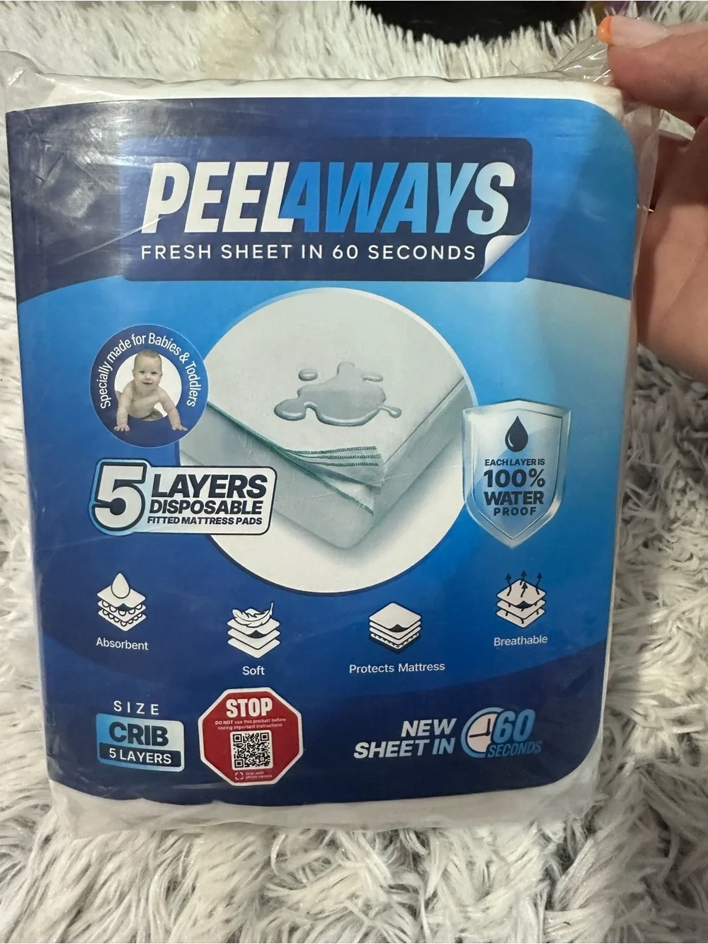 New PeelAways Disposable Crib Mattress Pads - 5 Layers